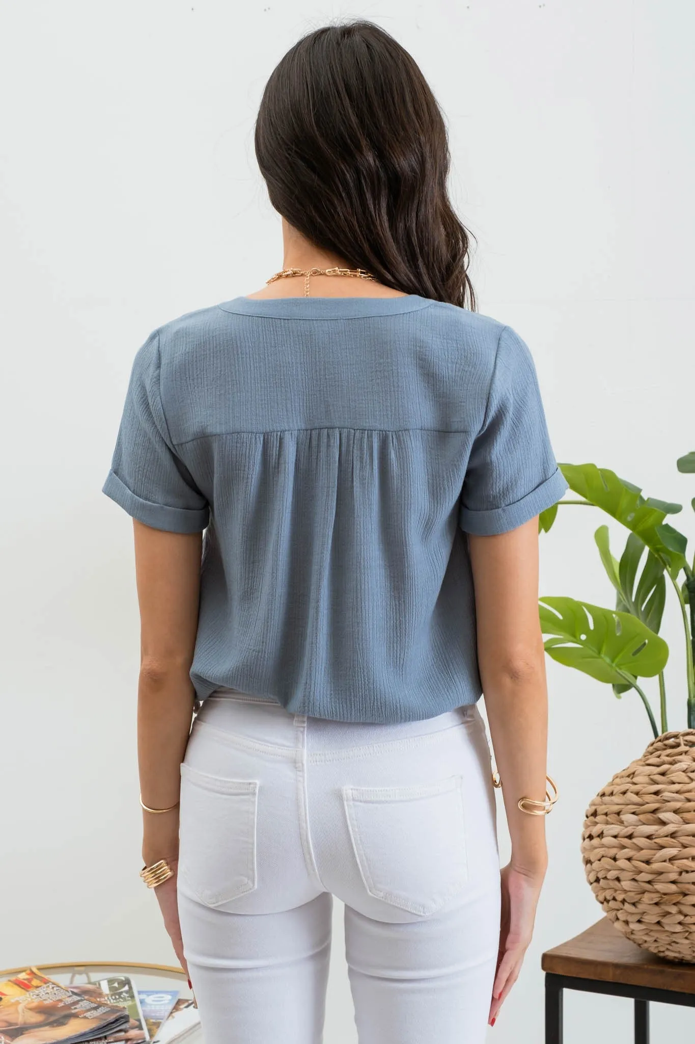 Front Floral Lace Woven Top