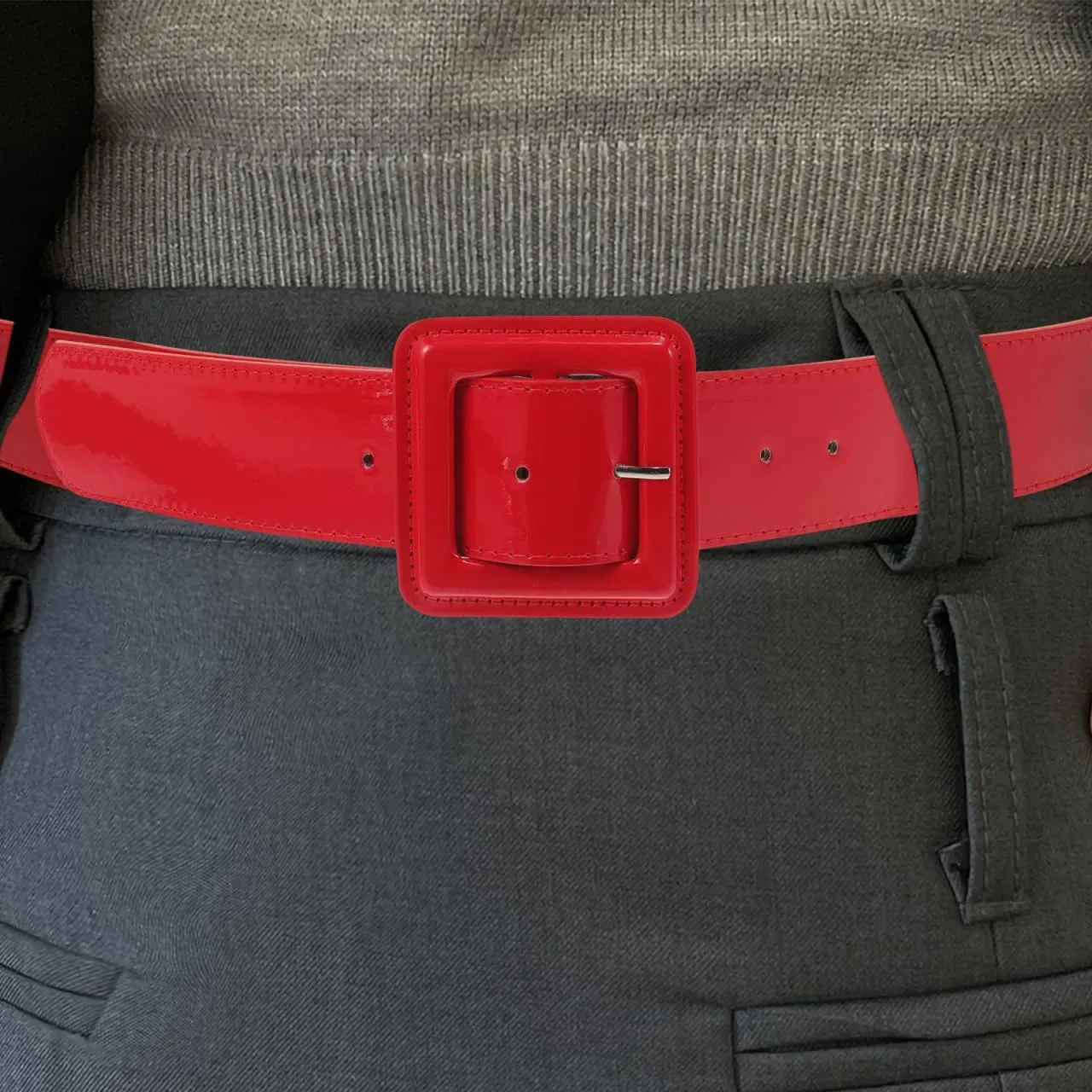 GALPADA Black Patent Leather Belt Women: Retro Wide Black Belt with Square Buckle, Wide High Waist Belt for Women Jeans Dress