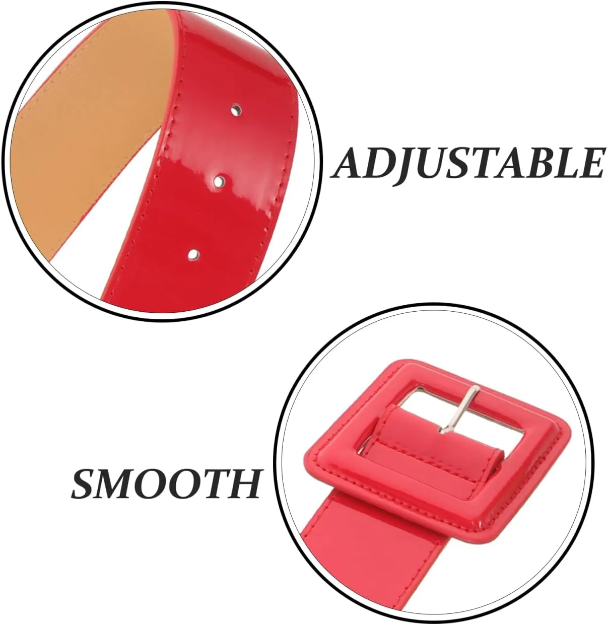 GALPADA Black Patent Leather Belt Women: Retro Wide Black Belt with Square Buckle, Wide High Waist Belt for Women Jeans Dress