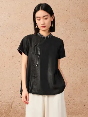 Gambiered canton silk top