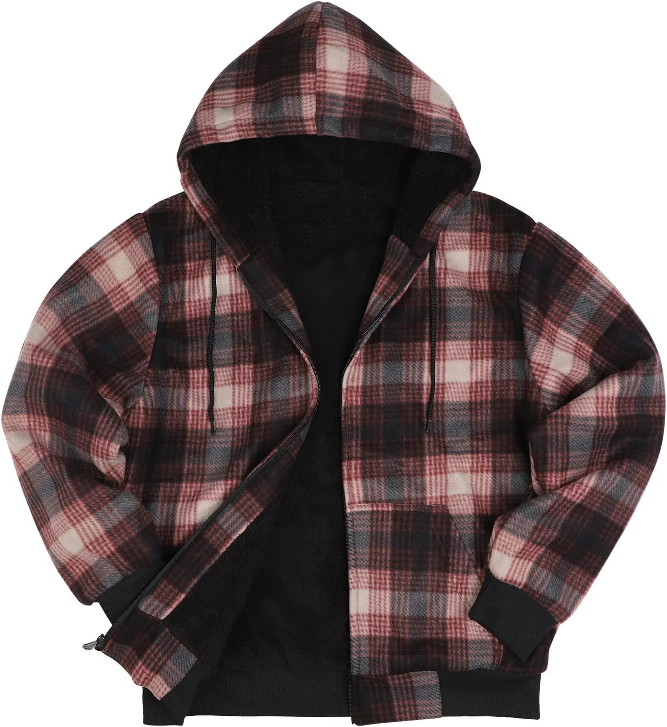 Gary Com Heavyweight Sherpa Hoodies for Men, Thick Fleece Lined Full Zip Up Winter Warm Sweatshirts Work Jackets