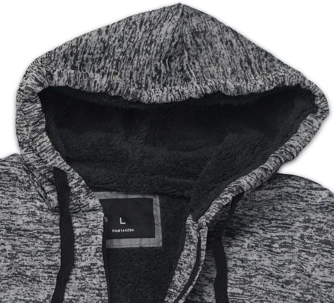 Gary Com Heavyweight Sherpa Hoodies for Men, Thick Fleece Lined Full Zip Up Winter Warm Sweatshirts Work Jackets