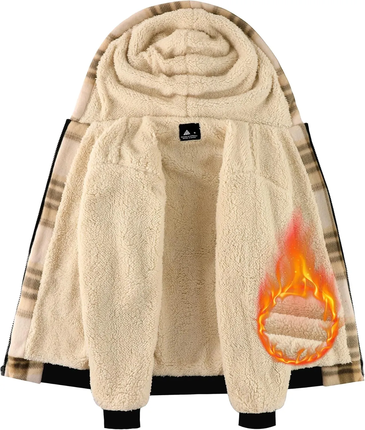 GEEK LIGHTING Boys Flannel Jacket Sherpa Lined Hoodies Zip Up Fleece Plaid Shirt Jackets Winter Outdoor Coat Warm