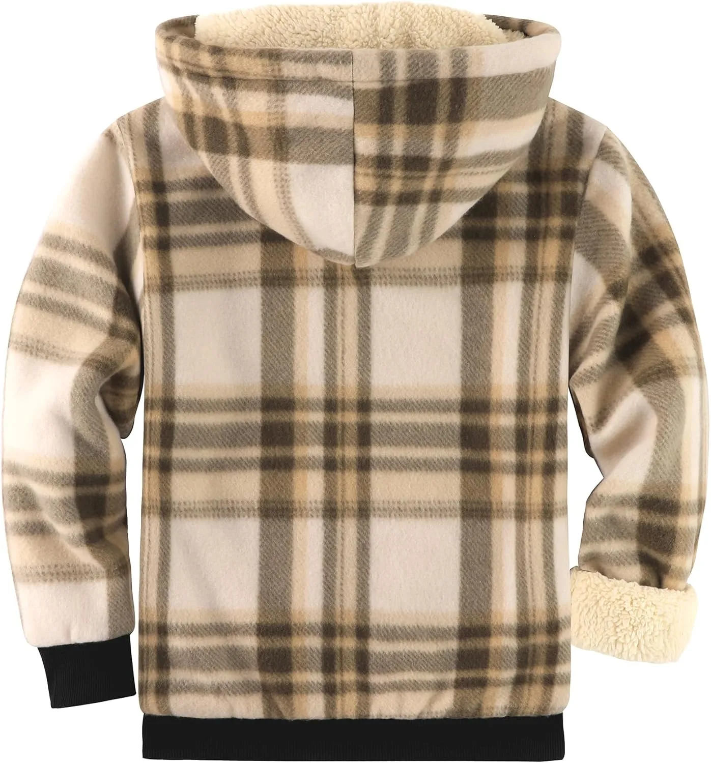 GEEK LIGHTING Boys Flannel Jacket Sherpa Lined Hoodies Zip Up Fleece Plaid Shirt Jackets Winter Outdoor Coat Warm