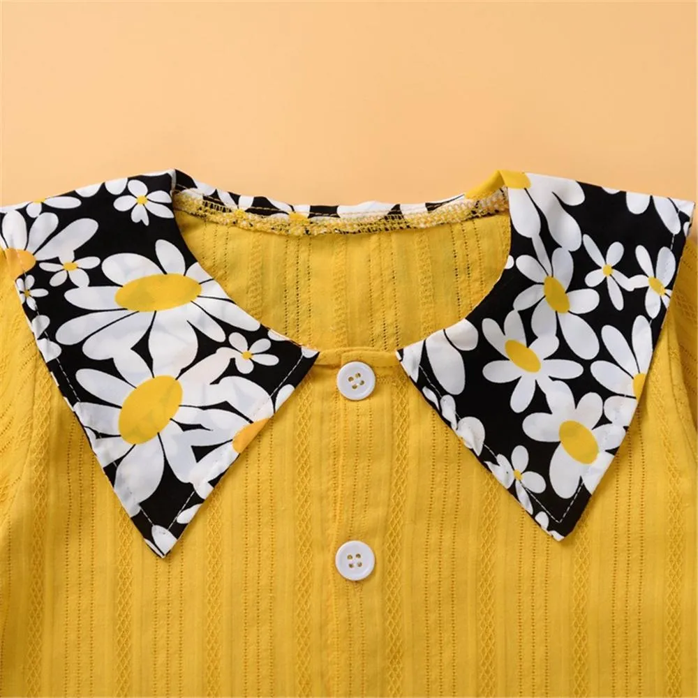 Girls Long Sleeve Floral Printed Lapel Blouse & Pants Wholesale Girl Clothing