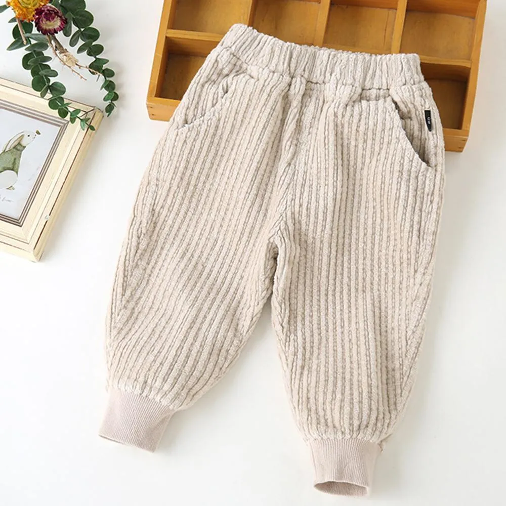 Girls Solid Corduroy Pocket Pants Wholesale