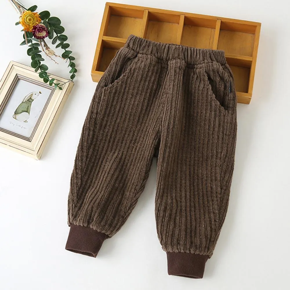 Girls Solid Corduroy Pocket Pants Wholesale