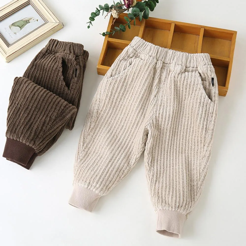 Girls Solid Corduroy Pocket Pants Wholesale
