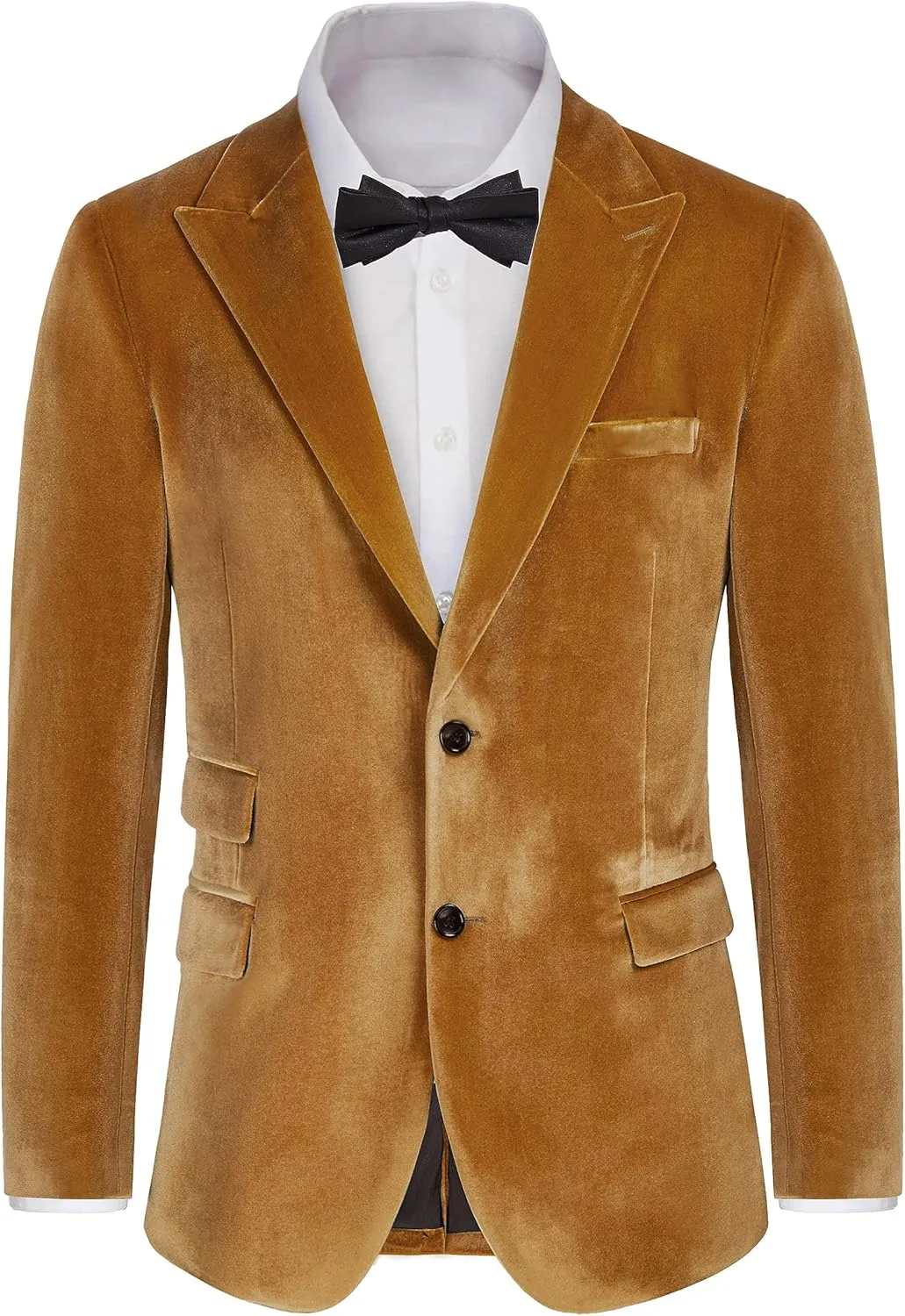 GRACE KARIN Mens Velvet Blazer Two Button Slim Fit Suit Jacket Sports Coats for Men Prom Wedding Dinner Party