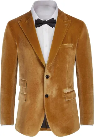 GRACE KARIN Mens Velvet Blazer Two Button Slim Fit Suit Jacket Sports Coats for Men Prom Wedding Dinner Party