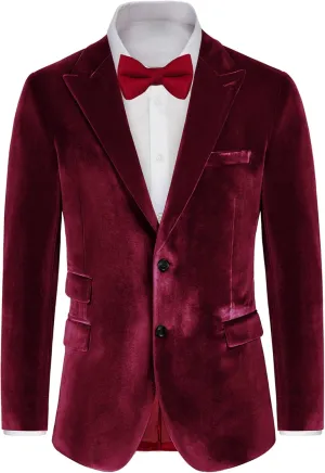 GRACE KARIN Mens Velvet Blazer Two Button Slim Fit Suit Jacket Sports Coats for Men Prom Wedding Dinner Party