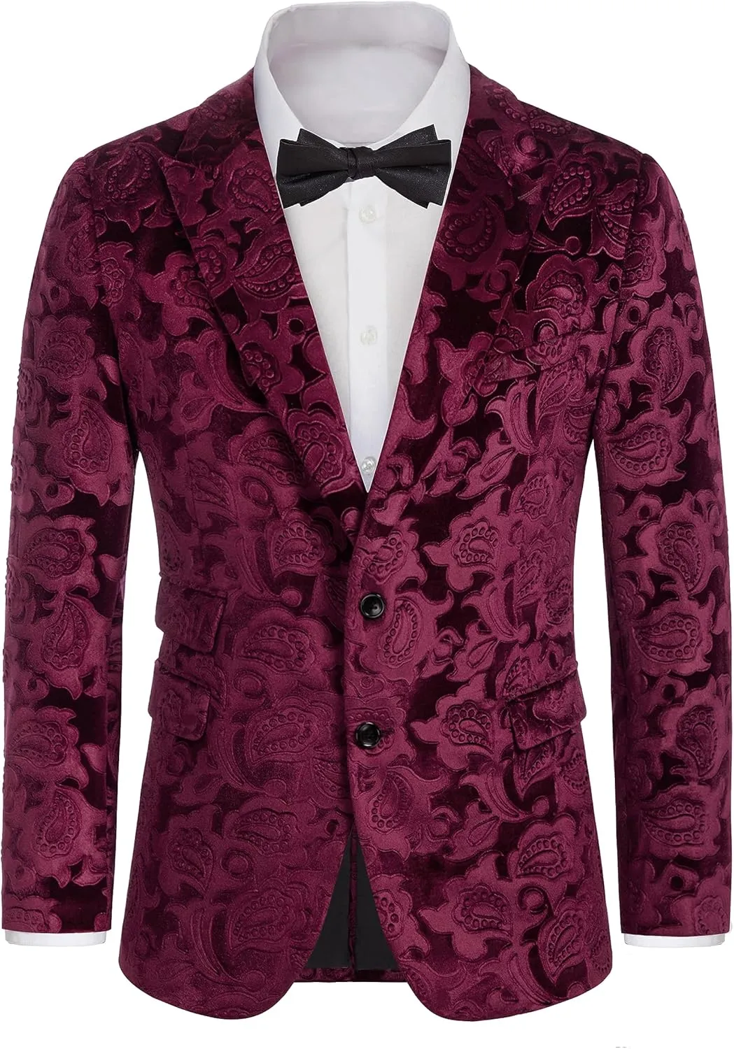 GRACE KARIN Mens Velvet Blazer Two Button Slim Fit Suit Jacket Sports Coats for Men Prom Wedding Dinner Party