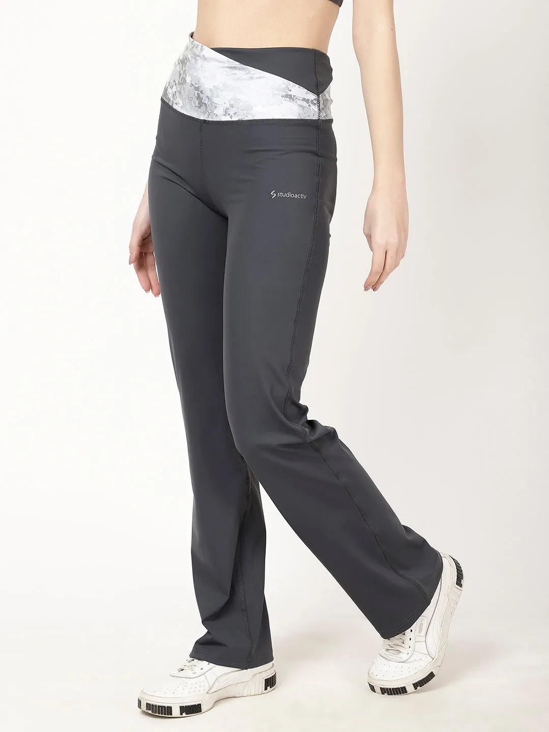 Grey Flow Straight Pants