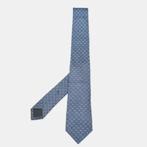 Gucci Blue Gg Pattern Silk Tie