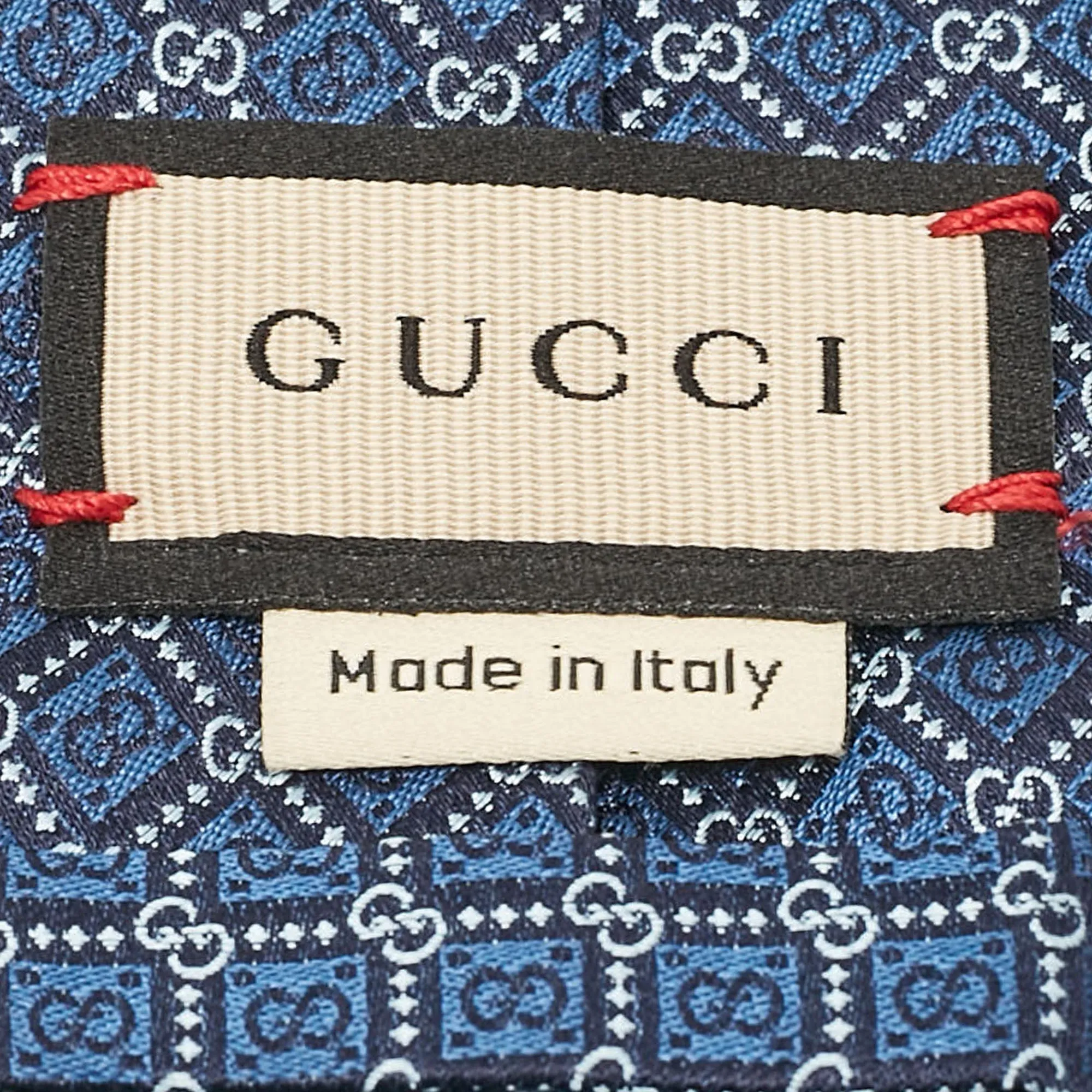 Gucci Blue Gg Pattern Silk Tie