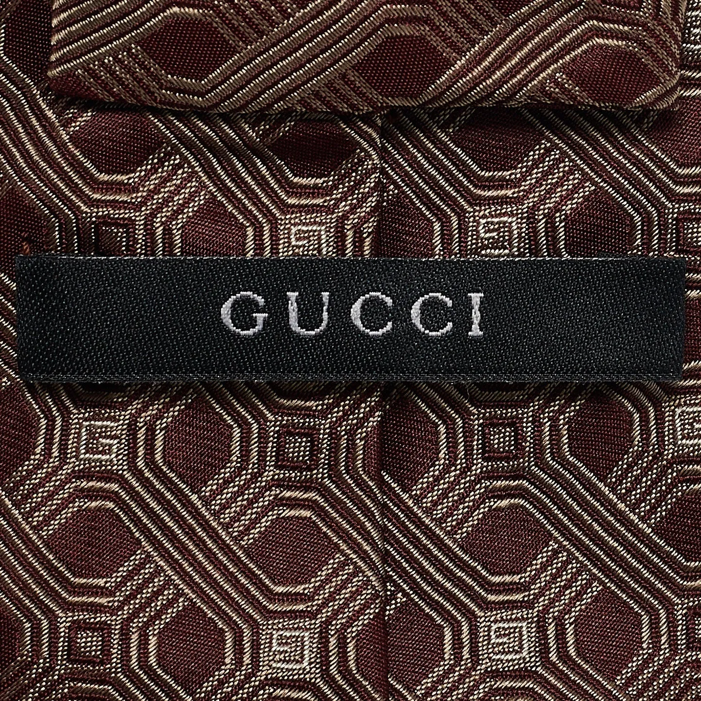Gucci Maroon Jacquard Silk Classic Tie