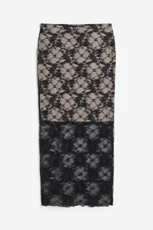 H&M Lace Pencil Skirt, black