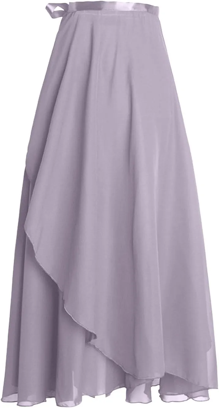 High Waist Wrap Maxi Skirt for Women Asymmetrical Hem Flowing Long Skirts Elegant Formal Outfits