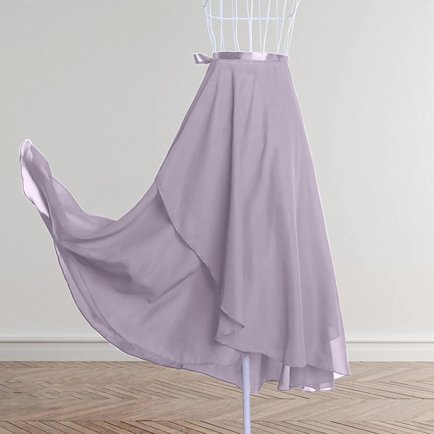 High Waist Wrap Maxi Skirt for Women Asymmetrical Hem Flowing Long Skirts Elegant Formal Outfits