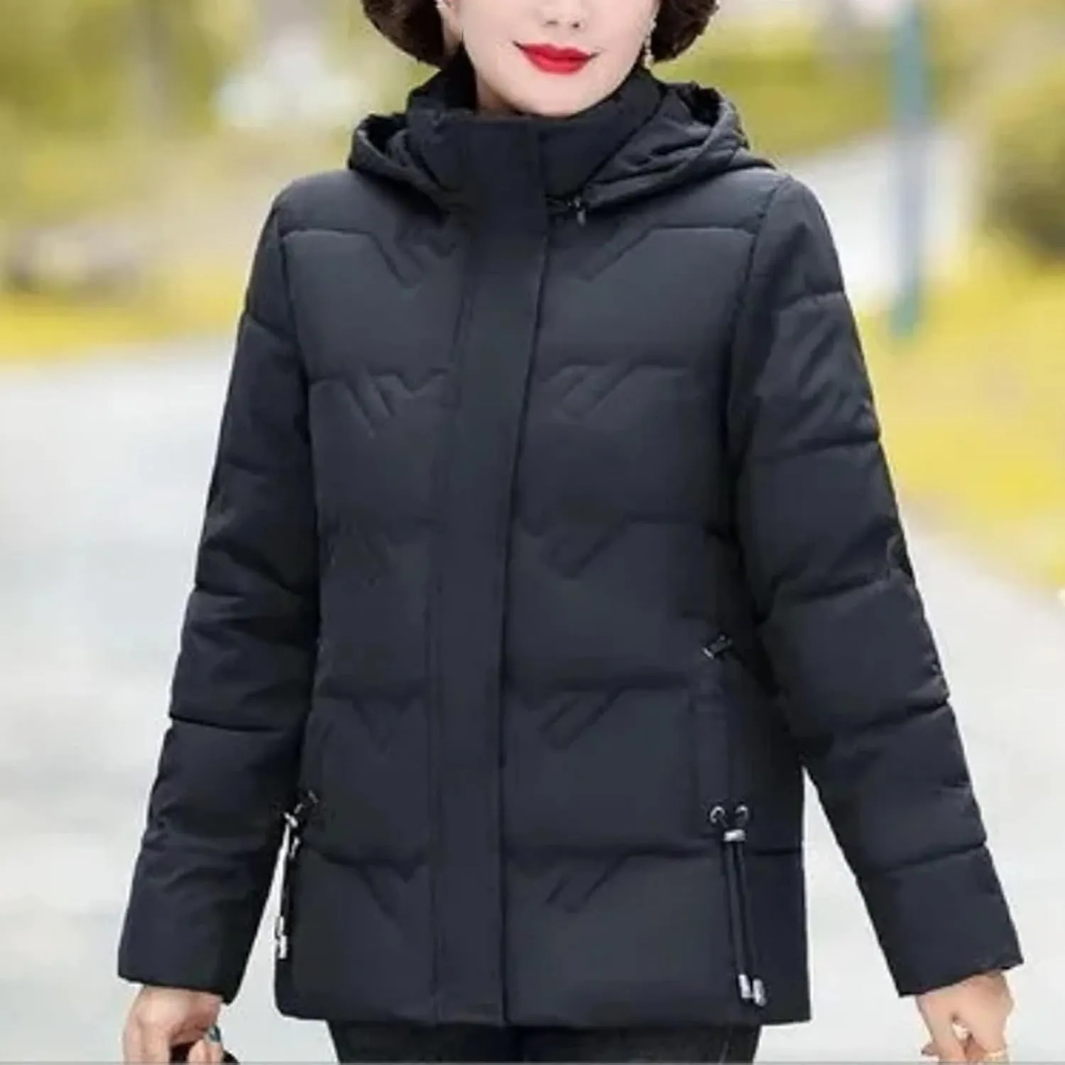 Hooded Slim Mother Winter Coats Quilted Warm Parkas Female Short Jacket Middle Aged Women Down Cotton Padded Clothes