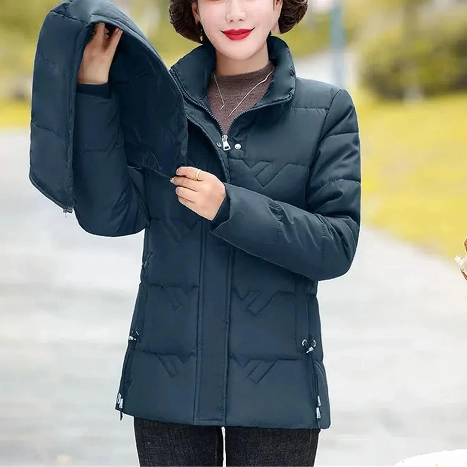 Hooded Slim Mother Winter Coats Quilted Warm Parkas Female Short Jacket Middle Aged Women Down Cotton Padded Clothes
