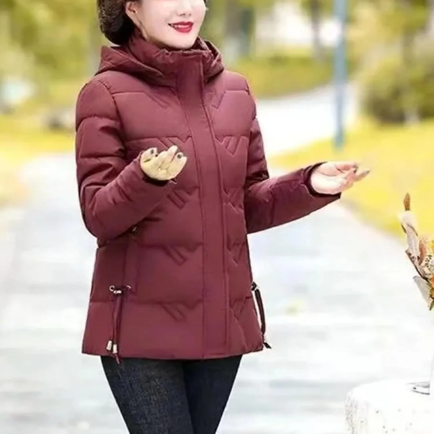 Hooded Slim Mother Winter Coats Quilted Warm Parkas Female Short Jacket Middle Aged Women Down Cotton Padded Clothes