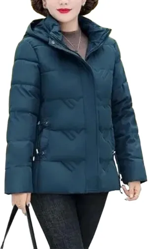 Hooded Slim Mother Winter Coats Quilted Warm Parkas Female Short Jacket Middle Aged Women Down Cotton Padded Clothes