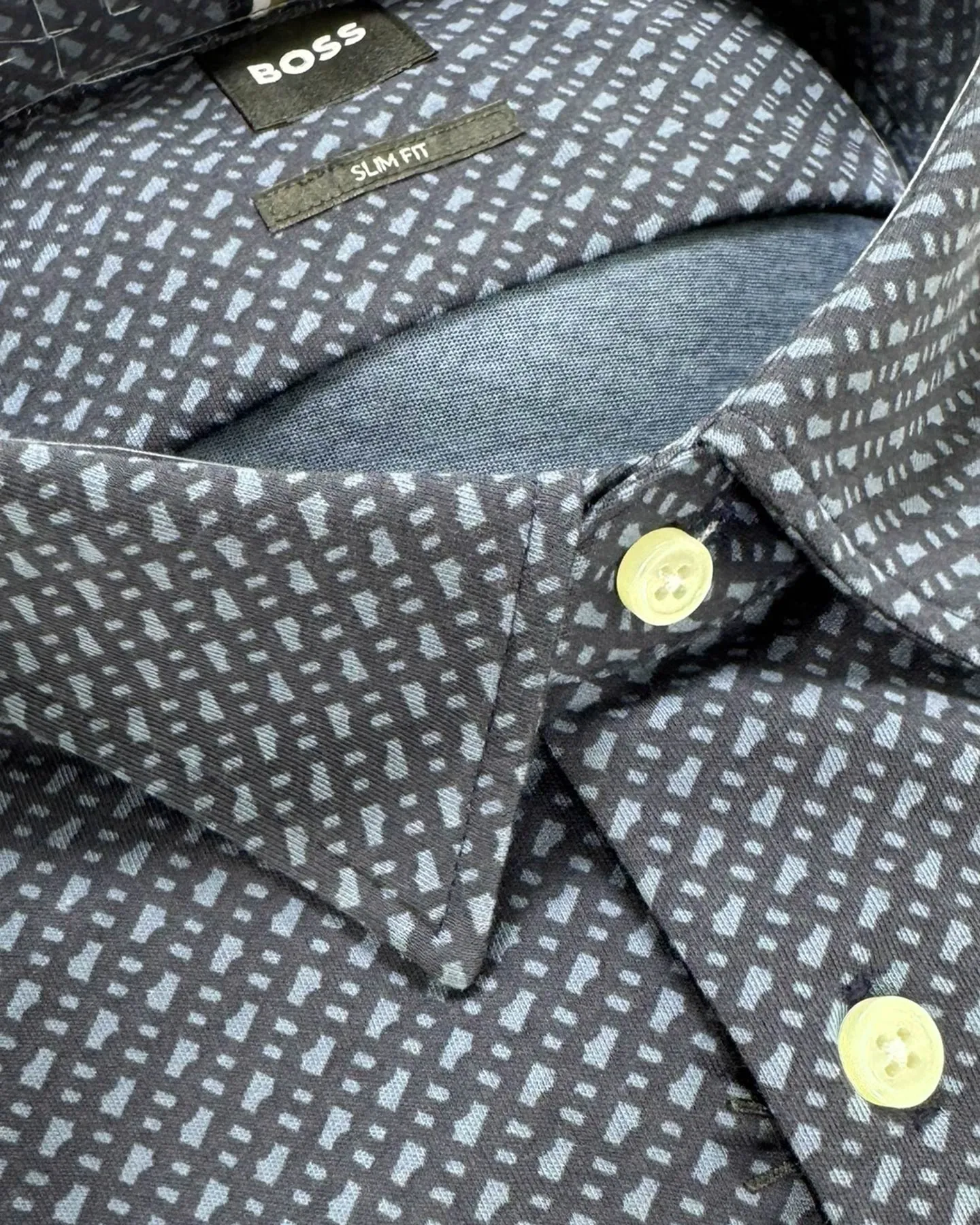 Hugo Boss Shirt Midnight Gray Pattern XXL Slim Fit REDUCED - SALE