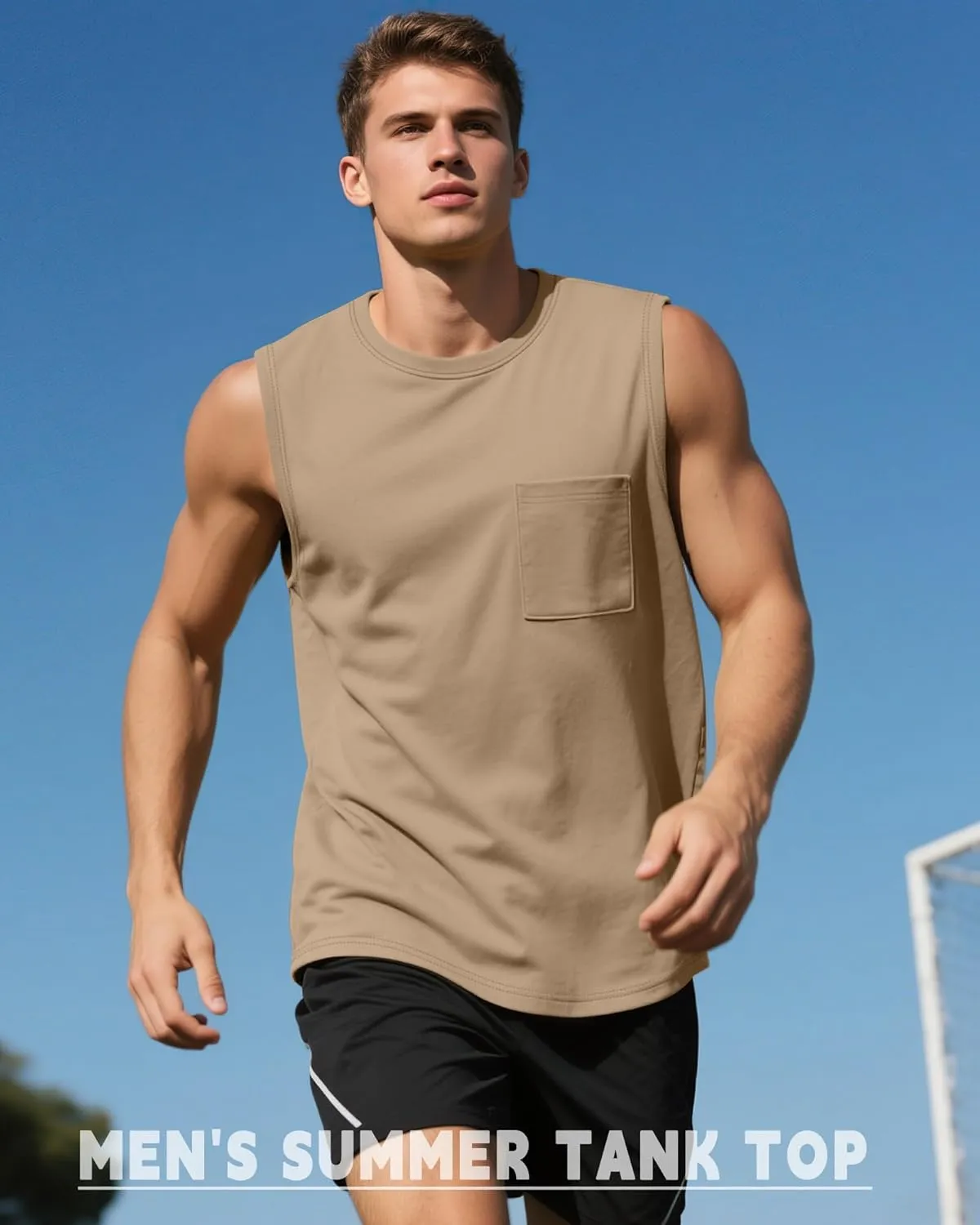 Huukeay 3 Pack Cotton Men's Big and Tall Sleeveless Tank Tops Muscle Shirts Gym Casual Workout Tees with Pocket