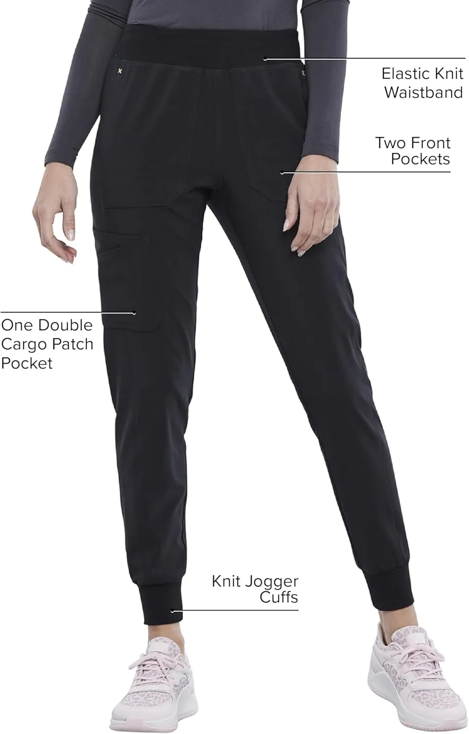 Iflex Jogger Scrubs for Women, Yoga-Inspired Knit Waistband Scrub Pants CK011