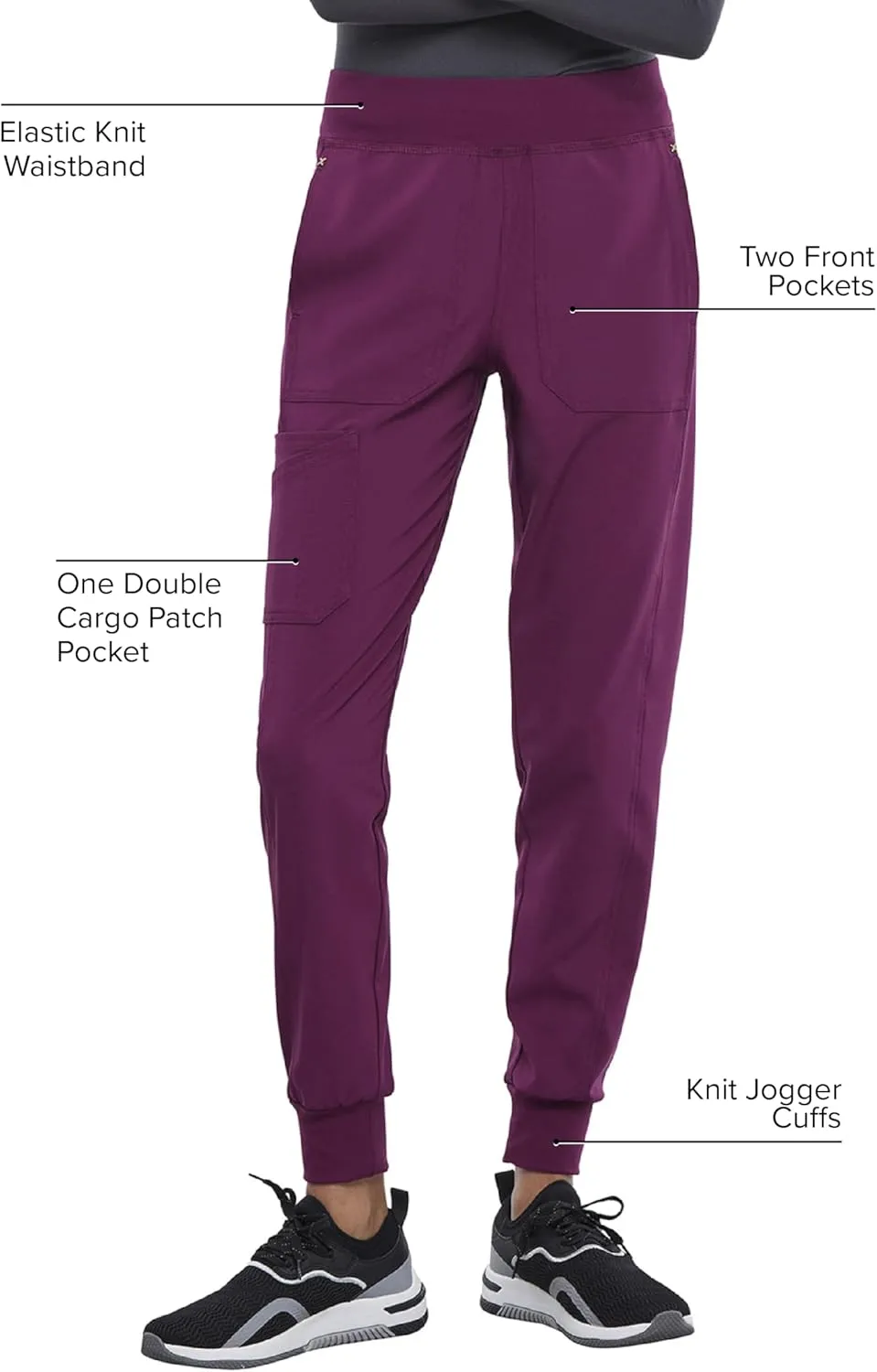Iflex Jogger Scrubs for Women, Yoga-Inspired Knit Waistband Scrub Pants CK011