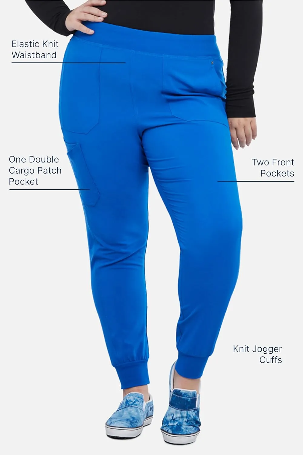 Iflex Jogger Scrubs for Women, Yoga-Inspired Knit Waistband Scrub Pants CK011