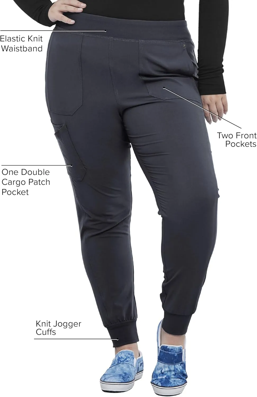 Iflex Jogger Scrubs for Women, Yoga-Inspired Knit Waistband Scrub Pants CK011