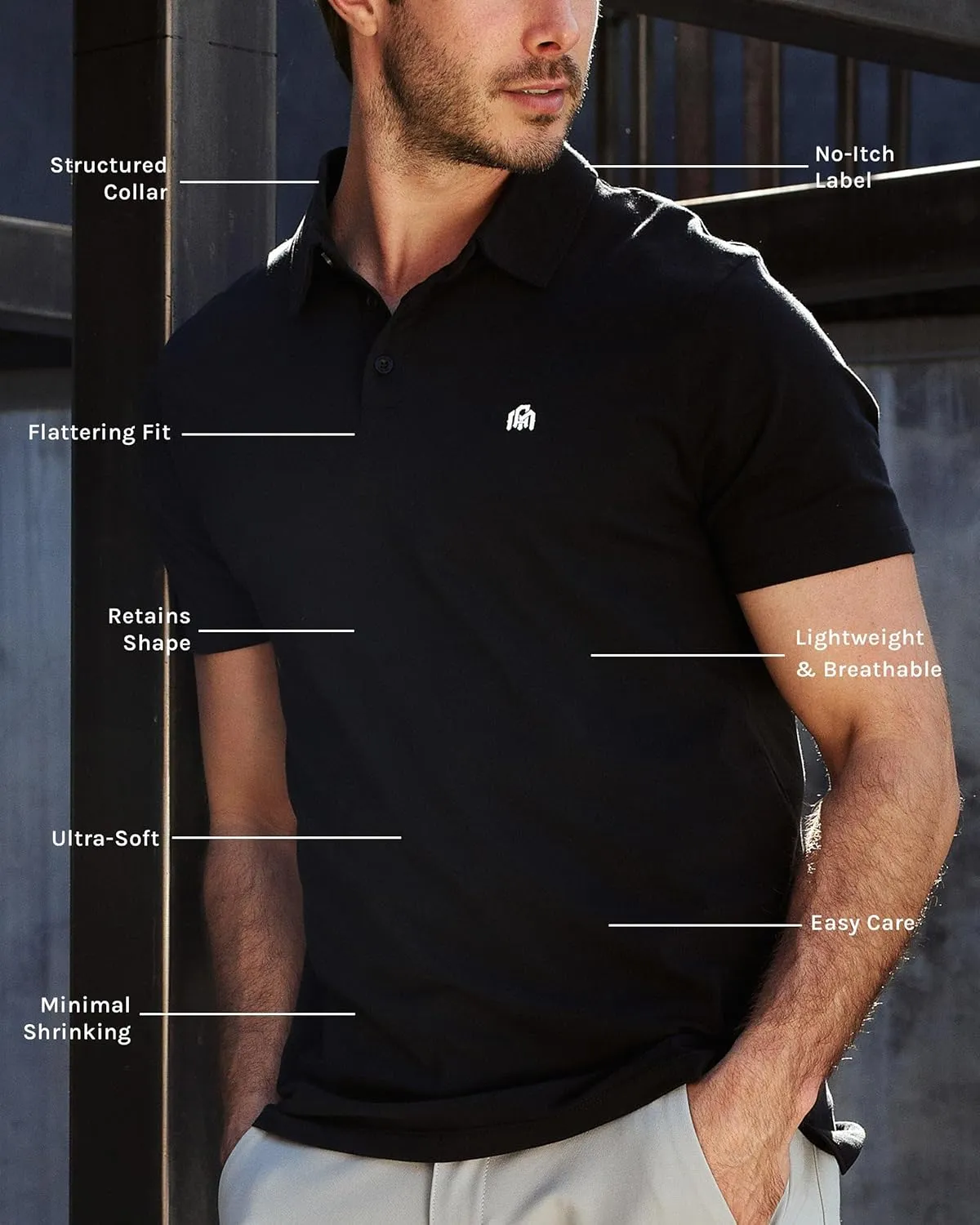 INTO THE AM Men's Polo Shirts - Fitted Short Sleeve Collar Shirt for Men S - 4XL
