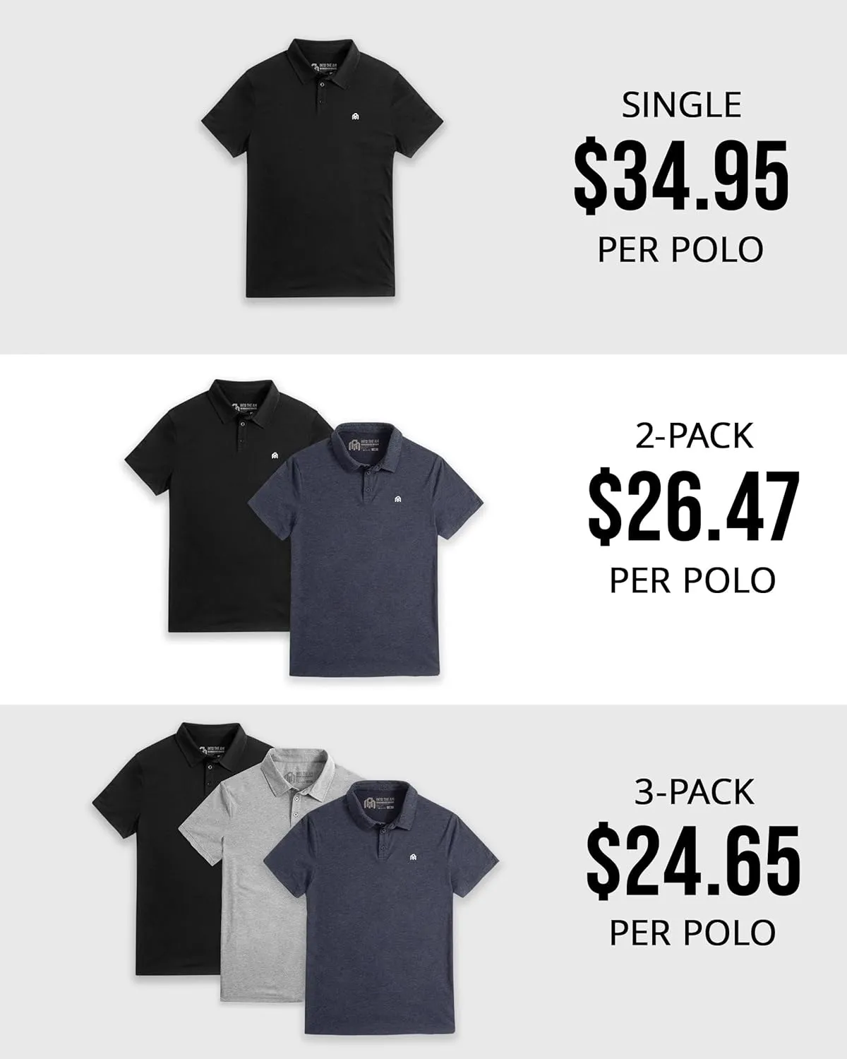 INTO THE AM Men's Polo Shirts - Fitted Short Sleeve Collar Shirt for Men S - 4XL