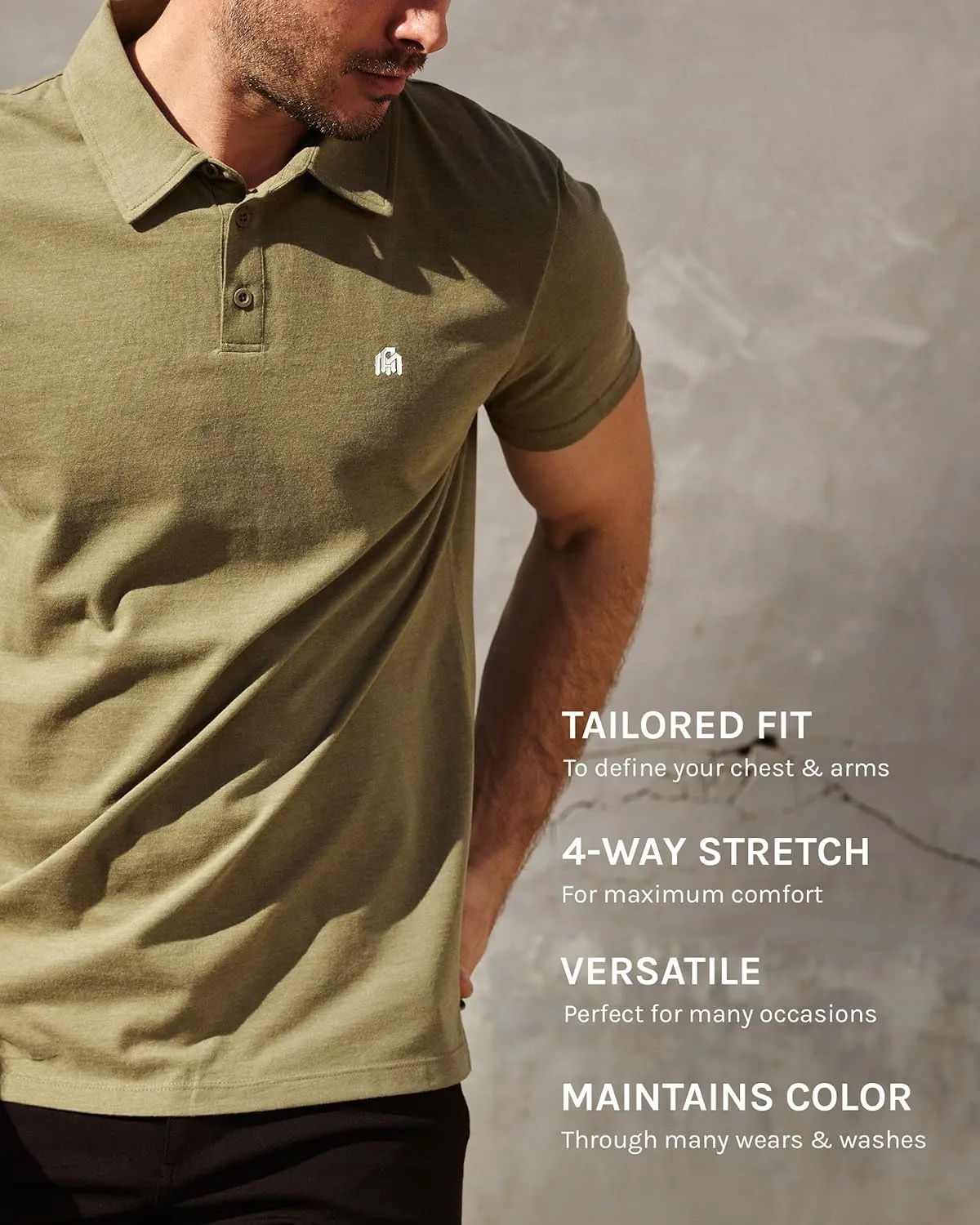 INTO THE AM Men's Polo Shirts - Fitted Short Sleeve Collar Shirt for Men S - 4XL
