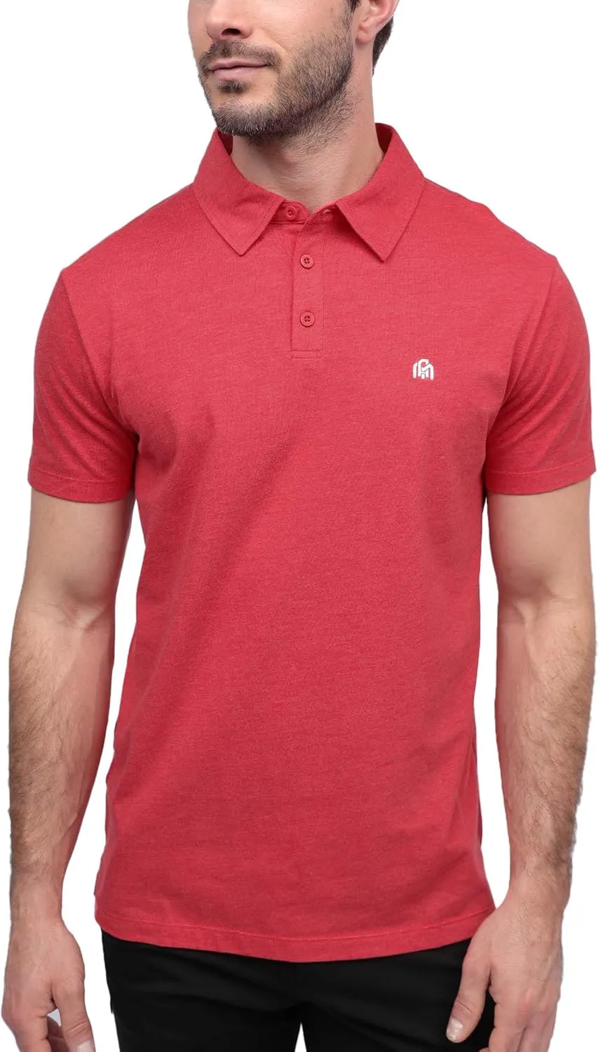INTO THE AM Men's Polo Shirts - Fitted Short Sleeve Collar Shirt for Men S - 4XL