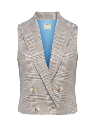 Ivory and Natural Fable Double Breasted Vest