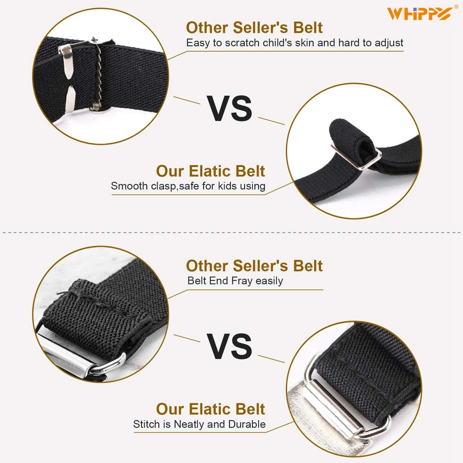 Kids Adjustable Belt, Elastic Belts with Easy Magnetic Buckle for Boys and Gilrs 2 Pack