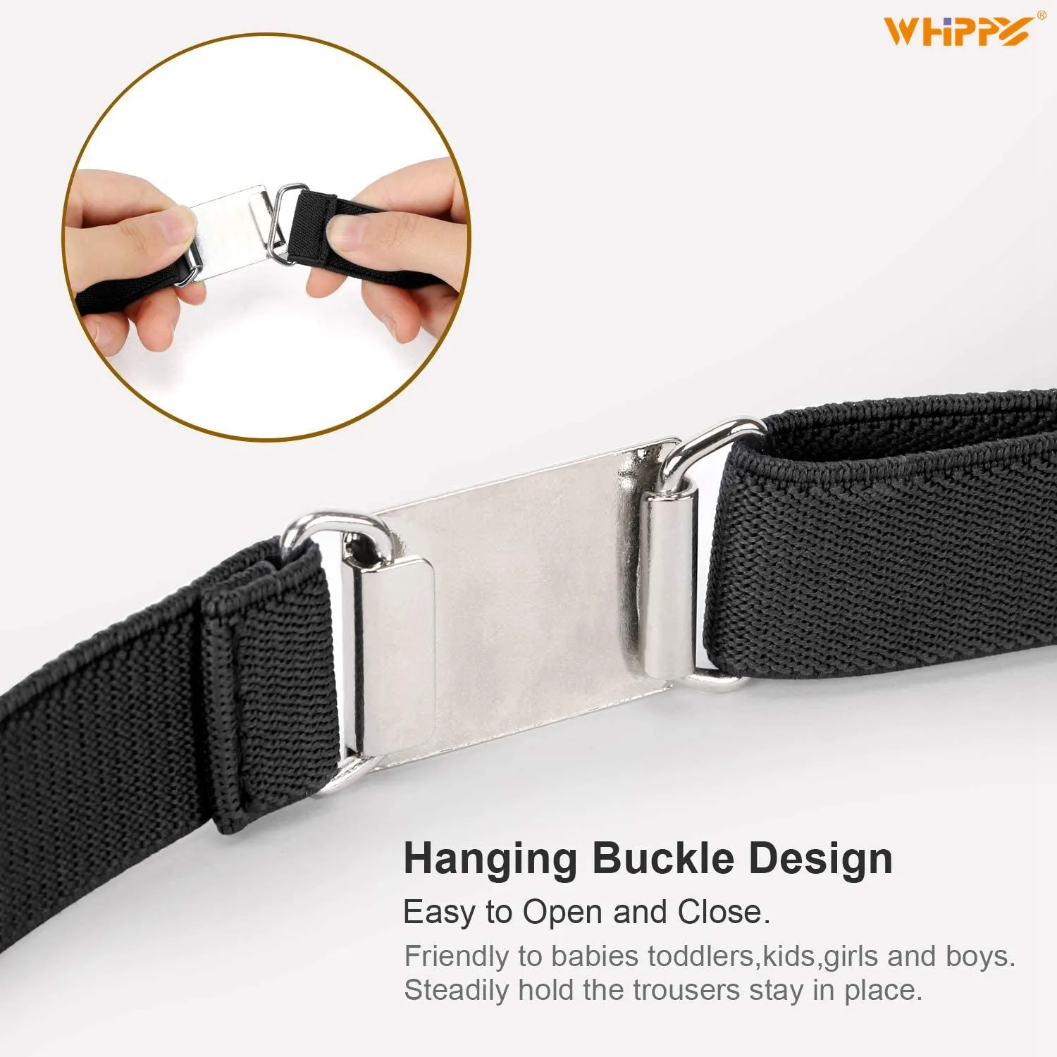 Kids Adjustable Belt, Elastic Belts with Easy Magnetic Buckle for Boys and Gilrs 2 Pack