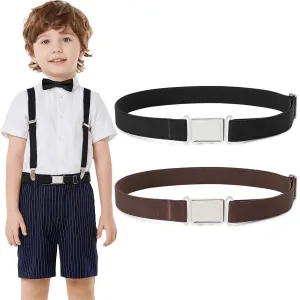 Kids Adjustable Belt, Elastic Belts with Easy Magnetic Buckle for Boys and Gilrs 2 Pack