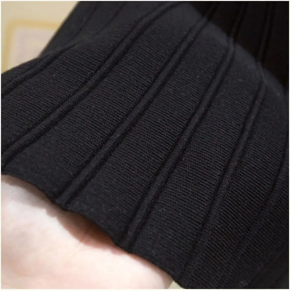 Knitted High Waist Vintage All-Match Skirts for Women Solid A-Line Pleated Skirts