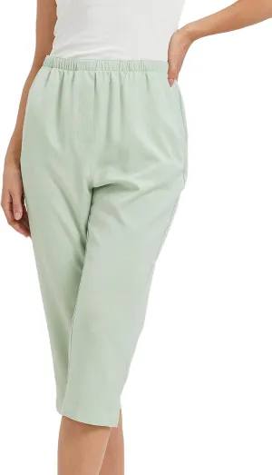 KYAL Women's High Waisted Stretchy Work Capri Pants Straight Leg Business Office Trousers with Pockets