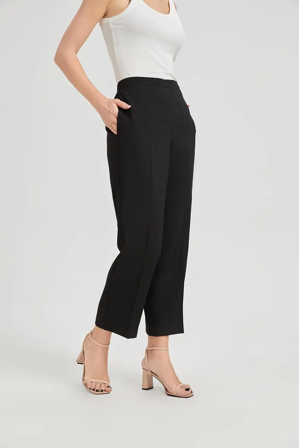 KYAL Women's High Waisted Stretchy Work Pants Straight Leg Business Office Trousers