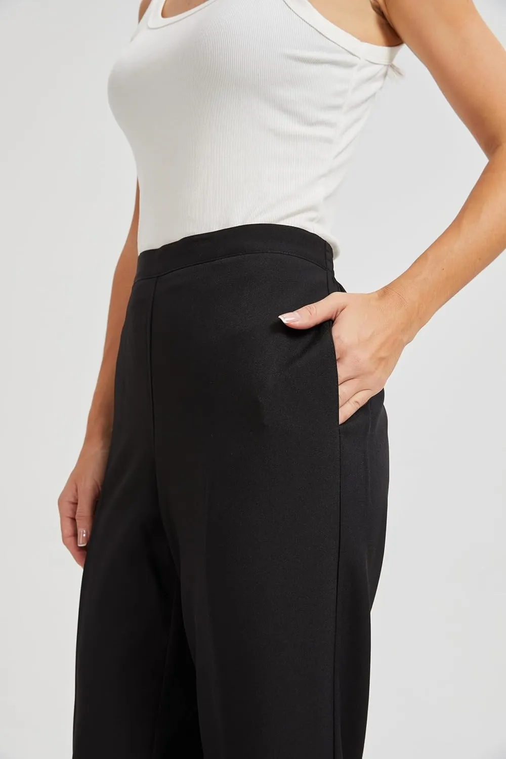 KYAL Women's High Waisted Stretchy Work Pants Straight Leg Business Office Trousers