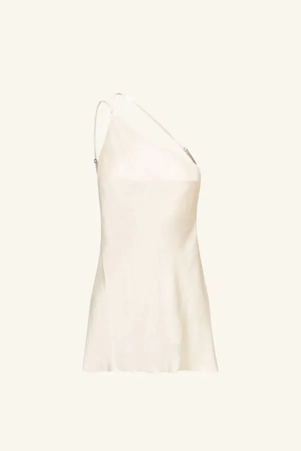 La Lune One Shoulder Cowl Back Top - Cream
