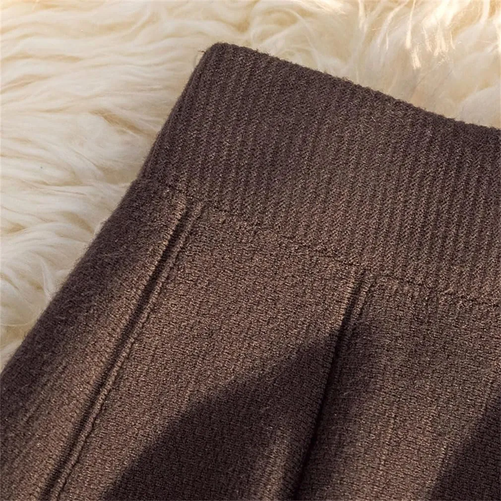 Ladies Solid Color Pleated Knitted Skirt Women's Casual Elastic High Waisted A-Line Short Mini Skirt