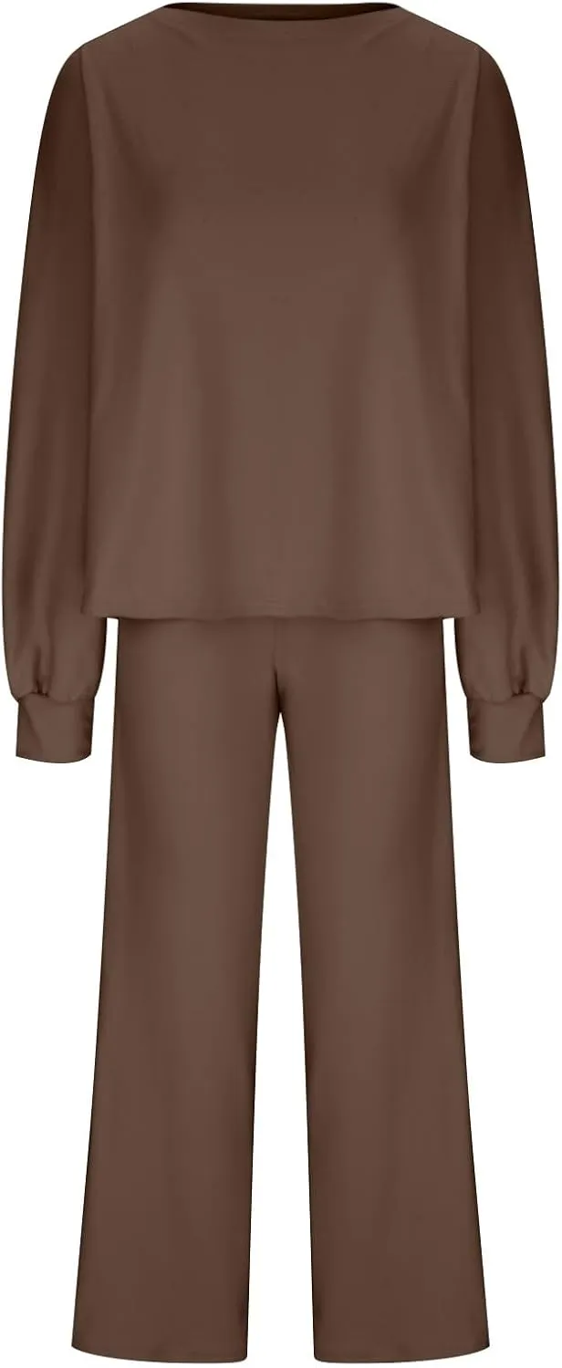 Lastesso Ladies Loungewear Sets Fuzzy Outfits Sets 2 Piece Loose Fit Solid Lounge Wear Comfortable Spring Life Homewear