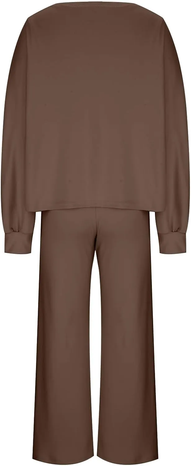 Lastesso Ladies Loungewear Sets Fuzzy Outfits Sets 2 Piece Loose Fit Solid Lounge Wear Comfortable Spring Life Homewear