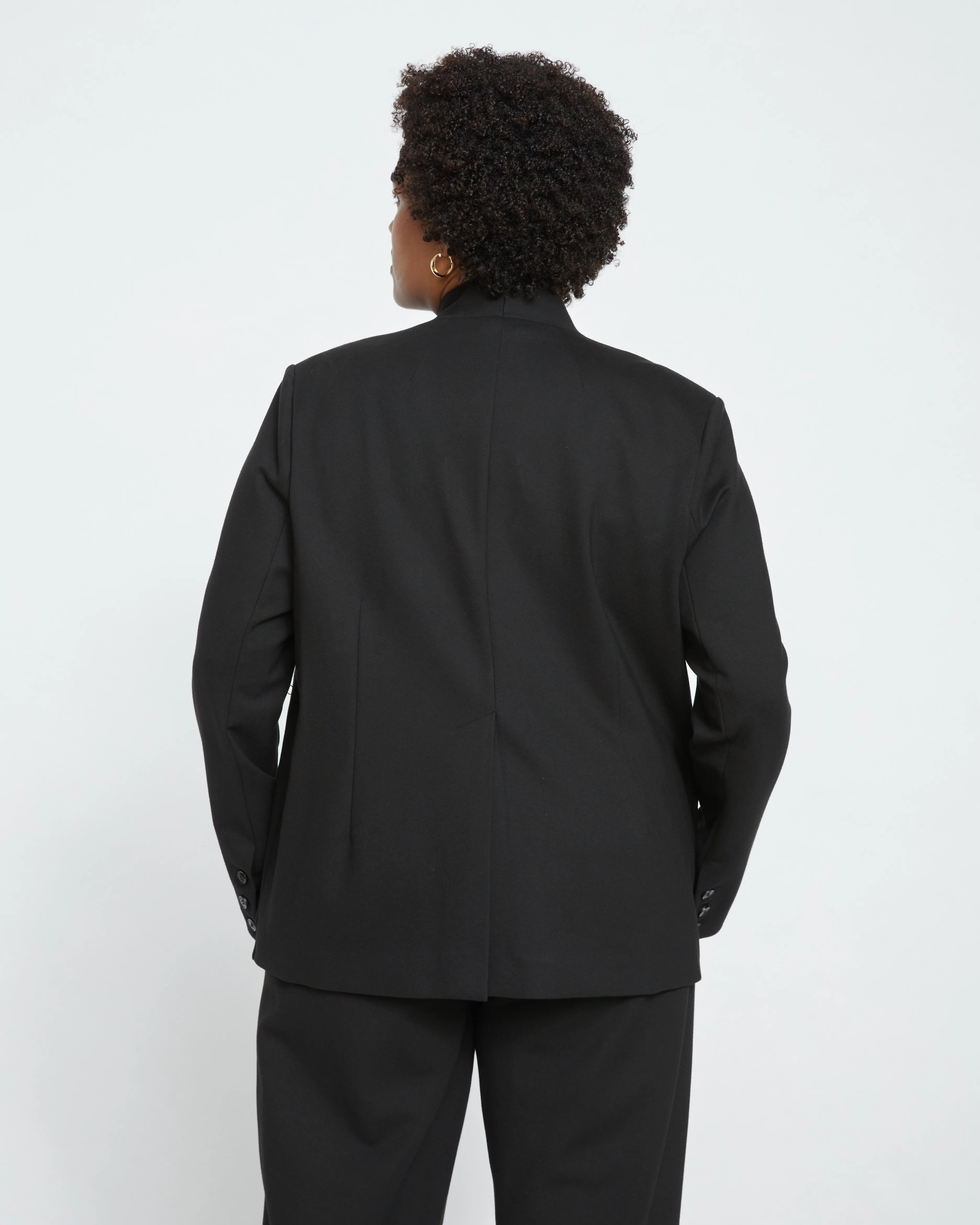 Lennox Collarless Ponte Blazer - Black
